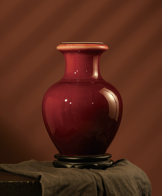 A Curly-Mouthtd Arhat-Shaped Vase In Lang-Kiln Red Glaze